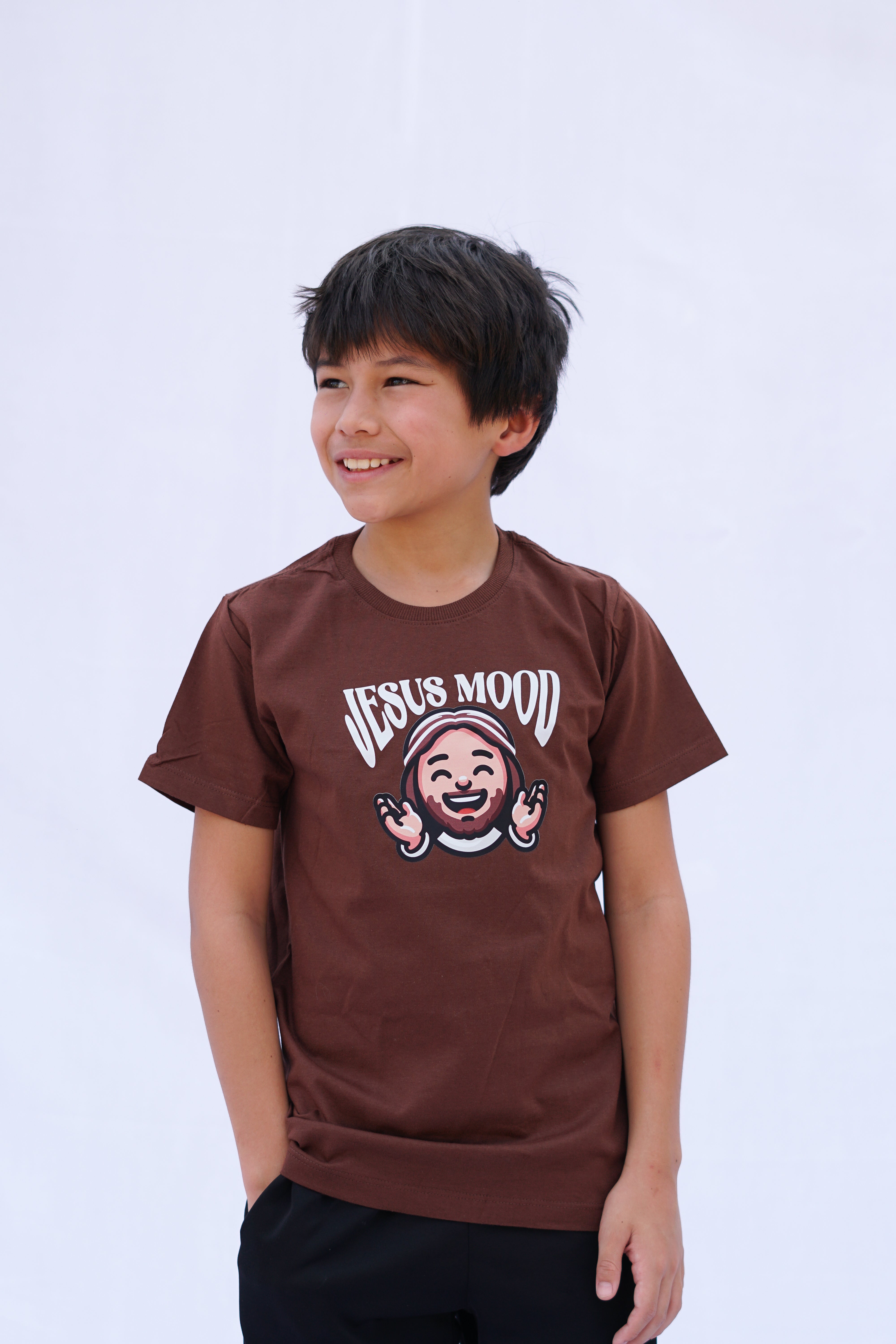 Camiseta "Jesus Mood" Infantil Marrom