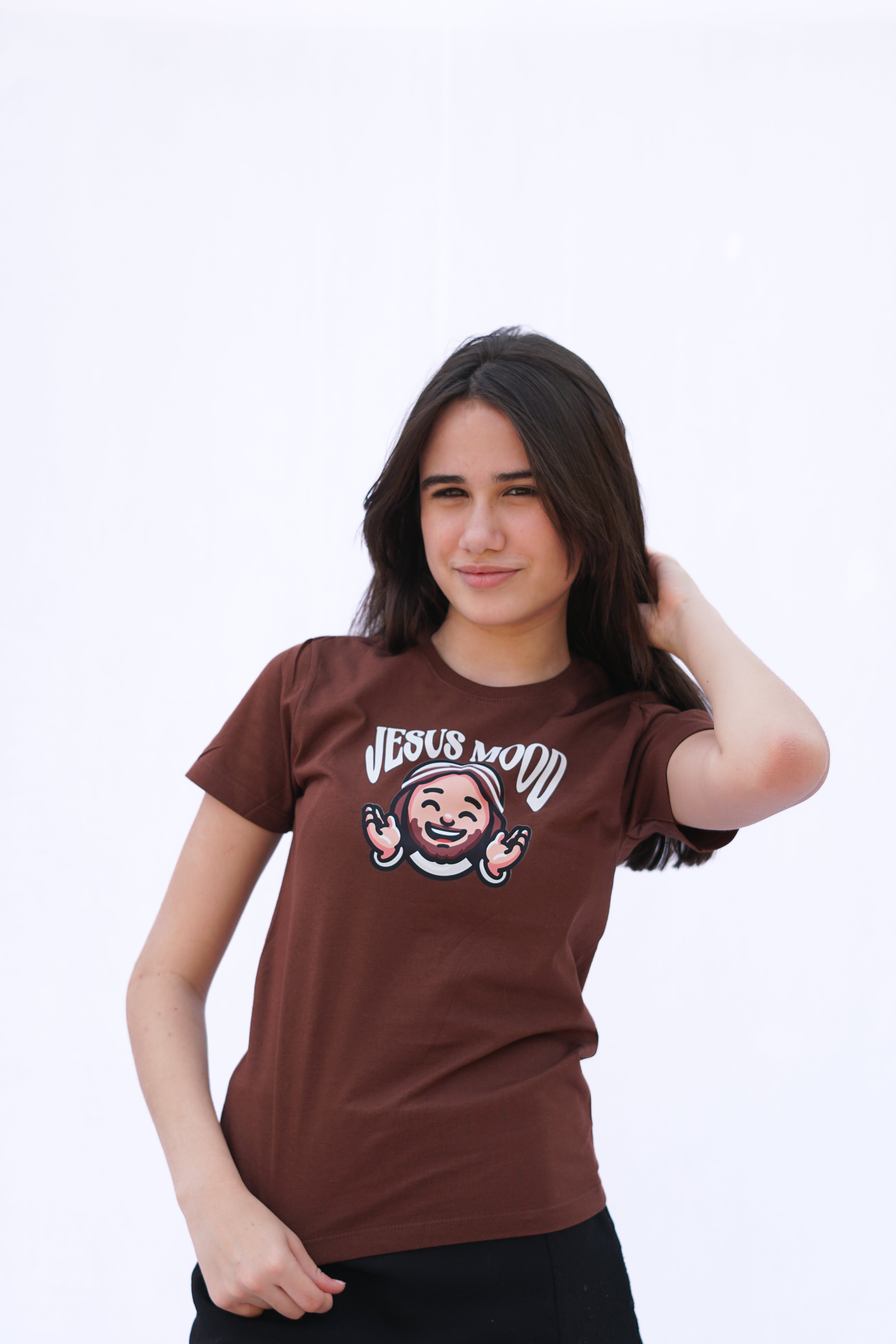 Camiseta "Jesus Mood" Infantil Marrom